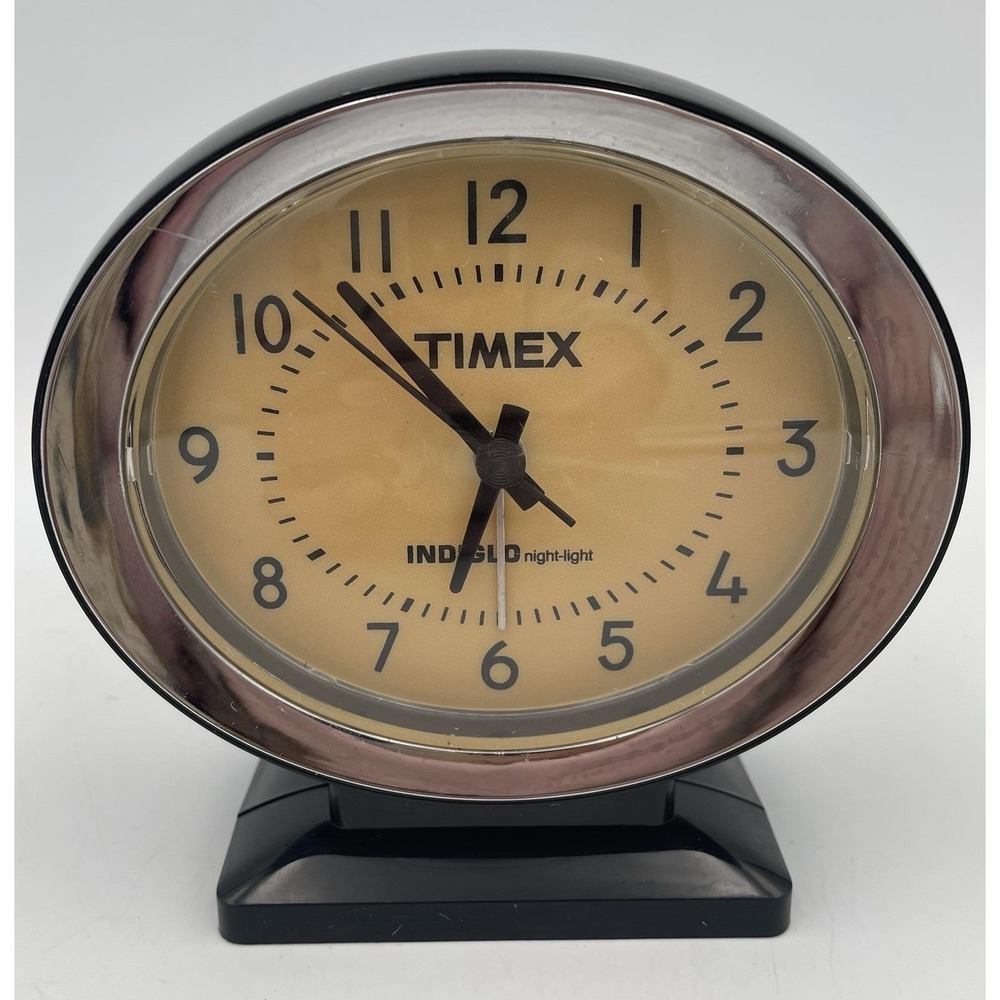 Vintage Timex Indiglo Analog Alarm Clock Blue Night Light Tested Working Retro